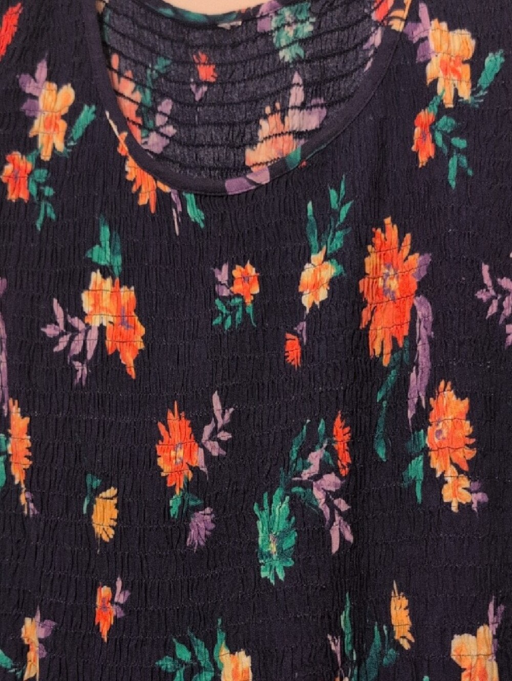 croft & barrow Navy Floral Sleeveless Maxi Dress with Orange & Purple Blooms - Picture 2 of 5